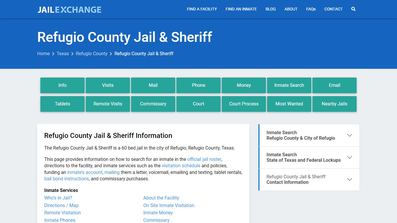 Refugio County Jail & Sheriff, TX Inmate Search, Information